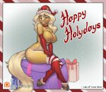  anthro big_breasts breasts christmas christmas_clothing christmas_headwear clothing collar collar_with_bell equid equine female footwear hair headgear headwear holidays horse legwear lingerie looking_at_viewer mammal mary_(law_of_love) pattern_clothing pattern_footwear pattern_legwear pattern_socks pinup pose reaper3d sitting smile socks solo striped_clothing striped_footwear striped_socks stripes 