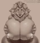  absurd_res anthro arcanine big_breasts breasts buizel claws fak&eacute;mon female floppy_ears hi_res huge_breasts hyper hyper_breasts impaledwolf lower_lip luna_(buizanine) mane nintendo nipples paws pok&eacute;mon pok&eacute;mon_(species) solo thick_thighs video_games wide_hips 