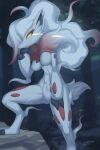  2:3 absurd_res anthro black_claws breasts canid canine claws curvy_figure digital_media_(artwork) featureless_breasts featureless_crotch female fur hair hi_res hisuian_zoroark looking_at_viewer mammal medium_breasts nintendo nude outside pok&eacute;mon pok&eacute;mon_(species) pokemon_legends_arceus red_body red_fur regional_form_(pok&eacute;mon) shaded solo video_games white_body white_fur white_hair yellow_eyes zinfyu 