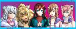  5girls absurdres animal_ear_fluff animal_ears bamboo braid breasts character_request crest highres kuro_brokenpen multiple_girls nitori_harukawa red_panda_girl seru_kisen stratogeist tiger_ears virtual_youtuber yumayamano yuria_of_ailurus 