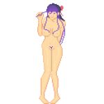  1girl amelia_(benjis_cursed_universe) benjis_cursed_universe bottomless breasts full_body highres large_breasts long_hair nipples no_bra no_panties nude original pixel_art pixelated purple_eyes purple_hair smile topless uncensored 