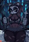  absurd_res animal_crossing anthro big_breasts breasts brown_hair cleavage clothed clothing female goth hair hi_res mammal nintendo sable_able solo spikes tombstone torn_clothing video_games wide_hips zombieray10 