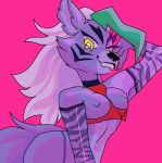  2022 abs animatronic anthro arm_warmers armwear blonde_hair bodypaint breasts canid canine canis cleavage cleavage_cutout clothed clothing collar collar_shirt dominant dominant_female erect_nipples eye_contact eyebrows eyelashed eyelashes facial_markings facial_tuft fangs female five_nights_at_freddy&#039;s five_nights_at_freddy&#039;s:_security_breach five_nights_at_freddy&#039;s_world flat_stomach fluffy fluffy_ears fluffy_hair fluffy_tail fur glistening glistening_body glistening_nose glowing glowing_eyes green_hair grey_body grey_fur hair head_markings hi_res lipstick looking_at_another machine makeup mammal markings mostly_nude mostly_offscreen_character nipples notched_ear partially_clothed pink_nipples raised_arm red_clothing robot roxanne_wolf_(fnaf) scottgames slim small_waist smile smiling_at_viewer smirk solo teeveeomegas thick_eyebrows thick_eyelashes tiger_stripes video_games wide_hips wolf wolf_tail yellow_eyes 