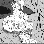  1:1 ambiguous_gender anal anal_vore anthro anthrofied butt cave duo flaccid foresking friendship_is_magic genitals hasbro hi_res humanoid_genitalia humanoid_penis male monochrome my_little_pony penis queen_chrysalis_(mlp) shining_armor_(mlp) smudge_proof text thick_thighs tight_foreskin url vore 
