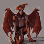  2022 ambiguous_gender anthro claws clothed clothing digital_media_(artwork) dragon garlicflamespitter hi_res horn membrane_(anatomy) membranous_wings scales scalie solo spines western_dragon wings 