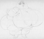  avian beak big_breasts bird breasts eyebrows feathers female harvey_beaks harvey_beaks_(series) huge_breasts hyper hyper_breasts monochrome nipples open_mouth overweight overweight_female owl princess_(harvey_beaks) sbshouseofpancakes sketch tail_feathers thick_eyebrows traditional_media_(artwork) 