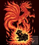  ambiguous_gender burning duo fangs feral fire fur happy ninetales nintendo pok&eacute;mon pok&eacute;mon_(species) quadruped techranova video_games vulpix wallpaper 