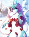  absurd_res anthro bambolbi bikini brandi_the_suicune breasts clothing female hi_res legendary_pok&eacute;mon looking_at_viewer nintendo pinup pok&eacute;ball pok&eacute;mon pok&eacute;mon_(species) pose small_breasts snow solo standing suicune swimwear video_games winter 