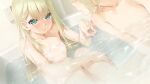  1boy 1girl bathroom bathtub bishoujo_mangekyou blonde_hair blush breasts brother_and_sister closed_mouth collarbone completely_nude dutch_angle game_cg green_eyes happoubi_jin head_out_of_frame indoors kannagi_yuuma kannagi_yuuri long_hair looking_at_another mixed_bathing nipples nude partially_submerged short_hair siblings sitting small_breasts water 