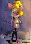  2020 absurd_res anthro blep blonde_hair breasts chip_&#039;n_dale_rescue_rangers cigarette clothed clothing clothing_pull disney erect_nipples fabio_paulino female flashing footwear full-length_portrait gadget_hackwrench genitals hair hi_res knee_highs knee_socks legwear looking_at_viewer mammal micro mouse murid murine navel navel_piercing navel_ring nipples panties panty_pull partially_clothed piercing portrait presenting presenting_pussy pussy raised_clothing raised_shirt raised_topwear rodent shirt shoes socks solo standing tongue tongue_out topwear underwear underwear_pull 