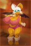  absurd_res anthro big_breasts bottomwear breasts chiropteran cleavage clothed clothing female hi_res huge_breasts mammal negullust nipple_outline rouge_the_bat sega shorts solo sonic_the_hedgehog_(series) 