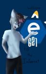  absurd_res anthro bottomwear canid canine canis clothing dialogue draik e621 eyewear fur glasses grey_body grey_fur hi_res male mammal meme pants shirt solo text topwear wolf 