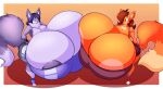  absurd_res anthro areola areola_slip big_breasts breast_squish breasts breasts_frottage canid canine duo female female/female fur hi_res huge_breasts hyper hyper_breasts jaeh mammal multicolored_body multicolored_fur squish tina_(jaeh) two_tone_body two_tone_fur 