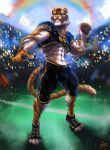  absurd_res anthro felid football_player football_uniform hi_res male mammal muscular muscular_anthro muscular_male pantherine pinup pose public solo sport sportswear the_v00d00 tiger 