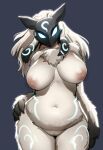  absurd_res anthro big_breasts bovid breasts caprine curvy_figure faceless_character female fur hand_on_hip hi_res kindred_(lol) lamb_(lol) league_of_legends looking_at_viewer mammal mask nipples nude riot_games sheep slightly_chubby solo video_games voluptuous white_body white_fur zzu 