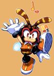  2021 5_fingers anthro arthropod bee charmy_bee clothing fingers footwear gloves handwear hymenopteran insect male sanikink sega signature simple_background smile sonic_the_hedgehog_(series) wings 