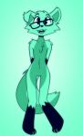  absurd_res ambiguous_gender anthro black_feet black_hands canid canine eyewear floppy_ears fox glasses green_body hi_res mammal mascot mint_mobile minty_(mint_mobile) solo whygena_draws 