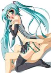  1girl aqua_eyes aqua_hair ass blush clothed_female_nude_male hatsune_miku long_hair reverse_cowgirl_position sex simple_background straddling twintails vaginal vocaloid 