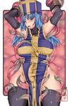  blue_eyes blue_hair blush breasts dragon_quest dragon_quest_iii gloves hat large_breasts mitre priest_(dq3) red-rum solo tentacles tentacles_under_clothes thighhighs wide_hips 