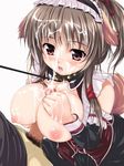 animal_ears artist_request bb blush breasts brown_hair censored character_request collar cum cute huge_breasts large_breasts leash maid original paizuri penis red_eyes source_request tail uni8 