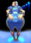  absurdres ass bent_over breasts brown_eyes brown_hair china_dress chinese_clothes chun-li cosine dress highres huge_ass large_breasts pantyhose pelvic_curtain pussy solo spread_pussy_under_clothes street_fighter 
