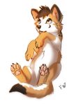  2022 4_toes ambiguous_gender brown_hair digital_media_(artwork) feet feral flashlioness fur hair paws simple_background solo toes white_background white_body white_fur 