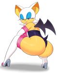  absurd_res anthro bedroom_eyes big_butt butt chiropteran clothing coldarsenal female hi_res high_heels legwear looking_back mammal narrowed_eyes rouge_the_bat seductive sega shadow simple_background solo sonic_the_hedgehog_(series) thigh_highs white_background 