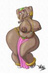  absurd_res anthro big_breasts bottomwear breasts clothed clothing elephant elephantid female hi_res huge_breasts loincloth mammal navel nipple_piercing nipples piercing proboscidean slightly_chubby solo tansau thick_thighs topless 