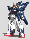  beastkingbarbaros clenched_hands grey_background gundam highres mecha mobile_suit no_humans one-eyed red_eyes science_fiction sd_gundam_g-generation sd_gundam_g_generation:_monoeye_gundams shadow sisquiede solo standing v-fin 