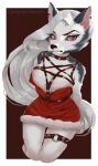  anthro bdsm bondage bound canid canid_demon canine canis caramelhooves christmas christmas_clothing clothing demon female hellhound helluvaboss hi_res holidays loona mammal solo wolf 