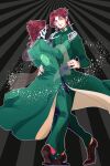  2boys absurdres dancing dual_persona earrings emerald_(gemstone) eyelashes gakuran hagoromo highres jewelry jojo_no_kimyou_na_bouken kakyoin_noriaki kogatarou long_coat multiple_boys purple_eyes red_hair scarf school_uniform shawl skeleton stardust_crusaders transparent 