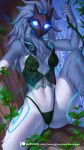  5_fingers alanscampos anthro bovid caprine clothing digital_media_(artwork) female fingers fur hi_res kindred_(lol) league_of_legends looking_at_viewer mammal outside riot_games sheep solo spread_legs spreading text url video_games vines 
