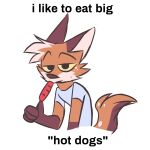  1:1 2020 anthro brown_body brown_fur canid canine clothing eyebrows food fox fur hi_res hot_dog jaybeyyy male mammal orange_body orange_fur raised_eyebrows shirt simple_background solo spots text topwear white_background 