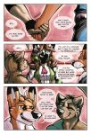  anthro boneitis boyfriends capreoline cervid comic dialogue elle_parker female gay_relationship gene_trifell gouache_(artwork) group hand_holding hi_res hyaenid invalid_tag lutrine male male/female male/male mammal mustelid painting_(artwork) riley_(boneitis) river_otter romantic romantic_couple smile striped_hyena traditional_media_(artwork) vampire_hunter_boyfriends white-tailed_deer 