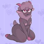  1:1 anthro blush bovid breasts caprine digital_media_(artwork) domestic_sheep female fur hooves horn mammal neck_tuft nipples nude ohtim_othy overweight sheep simple_background solo tuft wool_(fur) 