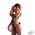  absurd_res anthro beep! blush clothing domestic_rabbit female gris_swimsuit harlequin_rabbit hi_res lagomorph leporid mammal oryctolagus pool_toy rabbit swimwear 