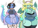 ? amphithere animal_humanoid anthro aquatic_dragon aquatic_dragon_humanoid big_breasts black_hair blonde_hair blue_body blue_eyes blue_scales blush breasts cleavage clothed clothing digital_media_(artwork) dragon dragon_humanoid duo elma_(dragon_maid) eyes_closed female fin fluffy fluffy_tail fur furred_dragon green_body green_scales hair happy hat headgear headwear hi_res horn huge_breasts humanoid long_hair looking_at_viewer male mammal marine marine_humanoid miss_kobayashi&#039;s_dragon_maid open_mouth puppychan48 quetzalcoatl_(dragon_maid) scales simple_background smile spread_wings tail_fin thick_thighs topwear white_background wide_hips wings 