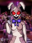  anthro blood bodily_fluids female five_nights_at_freddy&#039;s hi_res holding_object holding_weapon human humanoid insane knife looking_at_viewer mammal red_eyes scottgames smile solo vanny_(fnaf) video_games weapon yeenydraws 