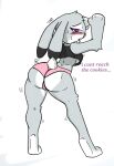  anthro big_butt blush bodily_fluids butt clothing crop_top disney female judy_hopps pace-maker panties shirt solo sweat thick_thighs topwear underwear zootopia 