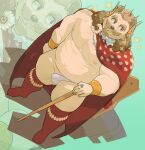  abs anthro asymmetrical_clothing beard bulge cane canid canine canis cape clothing domestic_dog facial_hair half_thong legwear male mammal muscular muscular_anthro muscular_male mustache navel nipples outie_navel pecs red_clothing ring sanzou_zzz solo stockings 