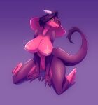  anthro areola big_breasts bigdad breasts cobra female genitals multicolored_body multicolored_scales nipples nude purple_background pussy reptile scales scalie simple_background snake solo two_tone_body two_tone_scales 