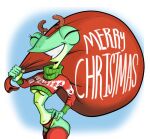  amphibian anthro biphony_(rubbish_chameleon) christmas christmas_clothing christmas_headwear clothing female frog headgear headwear hi_res holidays legwear panties rubbish_chameleon slim smile solo thick_thighs thigh_highs underwear 