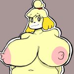  animal_crossing animal_humanoid anthro areola big_breasts breasts canid canid_humanoid canine canine_humanoid dog_humanoid female hi_res humanoid isabelle_(animal_crossing) mammal mammal_humanoid navel nintendo nude outline sassy_dolly solo solo_focus video_games white_outline 