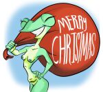  amphibian anthro biphony_(rubbish_chameleon) breasts christmas female frog hi_res holidays rubbish_chameleon slim smile solo thick_thighs 
