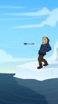  2019 arrow arrow_(weapon) boots clothing comic footwear furry_force glacier gloves handwear hi_res hoodie human human_only ice komoroshi_(artist) male mammal mittens motion_blur not_furry parka projectile ranged_weapon solo topwear water weapon wilson_(furry_force) 