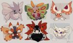  a-nya bug dustox english_commentary frosmoth grey_background highres masquerain moth mothim no_humans pokemon pokemon_(creature) venomoth volcarona 