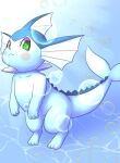  abstract_background ambiguous_gender blush bubble bunnag eeveelution feral green_eyes looking_at_viewer nintendo pok&eacute;mon pok&eacute;mon_(species) simple_background solo vaporeon video_games 