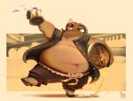  alcohol anthro beer belly beverage bighorn_sheep bovid brown_body brown_fur caprine clothed clothing container cup dancing eyes_closed fattydragonite fur hi_res holding_beverage holding_object hooves horn keg male mammal navel obese obese_anthro obese_male on_one_leg open_mouth open_smile overweight overweight_anthro overweight_male sheep smile solo standing stein teeth thick_thighs tongue 