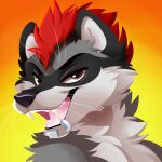  anthro cheering delight enjoyment feve friendly grin happy headshot icon invalid_tag joy male mammal max_raccoonism orange procyonid raccoon red smile solo toony yellow 