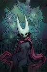  aoncyth arm_support arthropod black_body breasts cape clothing curvy_figure detailed_background featureless_breasts fecharis female hi_res hollow_knight hornet_(hollow_knight) looking_at_viewer sitting solo team_cherry video_games wide_hips 